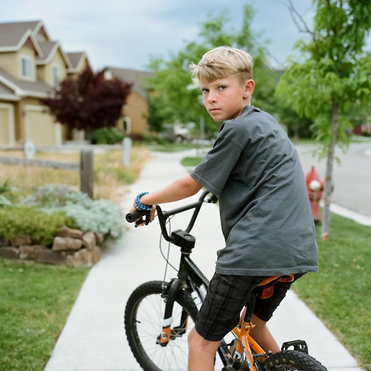 10 year old boy on his bmx bike