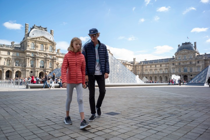 Jack and Grace walking by the Louvre Paris September 2018