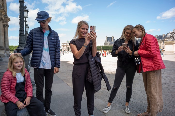 Sam taking Graces picture at the Louvre Jack Kimi Bailey and Lily